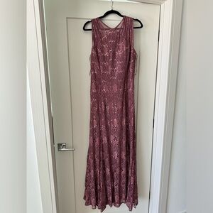 Sleeveless Sequined Lace Gown with Sheer Inserts